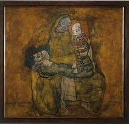 Madre con due bambini (dipinto su tela)