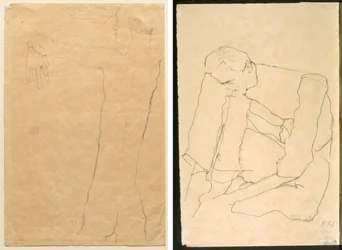 Uomo nudo con le braccia alzate (recto) Uomo seduto (verso)