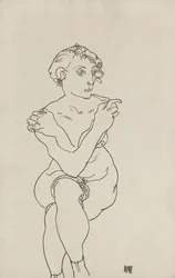 Nudo femminile seduto, braccia e gambe incrociate, 1918