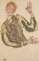 Autoritratto con bracciali a righe, 1915