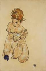 Ragazza seduta in biancheria intima, 1917