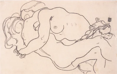 Due nudi femminili abbracciati, 1918