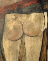 Nudo femminile con sciarpa a tracolla, frammento ... (olio su tela)