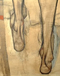 Nudo femminile con sciarpa a tracolla, frammento ... (pittura su tela)
