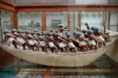 Modello in scala di barca dalla tomba di Meketre, Deir el-Bahari, Egitto, civiltà egizia, Medio Regno, XI dinastia