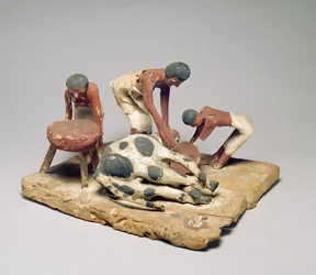 Modello di macellai al lavoro, dalla Tomba di Khety, Beni Hasan, Medio Regno, c.1985-1900 a.C.