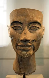 Busto di Nefertiti (c1370- c1330 a.C.) Grande Sposa Reale (consorte principale) del faraone egiziano Akhenaton. Nefertiti e suo marito erano noti per una rivoluzione religiosa. Iniziarono a venerare un solo dio, Aten, il disco solare.
