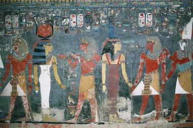 Egitto, Luxor, Valle dei Re, Tomba di Horemheb, pittura murale