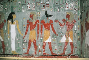 Egitto, Luxor, Valle dei Re, Tomba di Horemheb, pittura murale