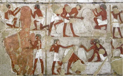 Antichità egizia: pittura che decora la tomba di Rekhmire (TT100), visir della XVIII dinastia