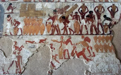 Antichità egizia: pittura che decora la tomba di Rekhmire (TT100), visir della XVIII dinastia