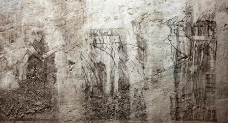 Antichità egizia: disegni incompiuti che decorano la Tomba del Visir Ramose (XVIII dinastia). Luxor, Riva Occidentale, Tomba dei Nobili Egitto