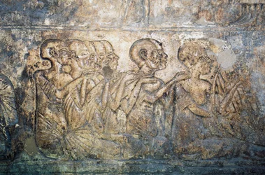 Ospiti stranieri che presentano doni alla regina Nefertiti, bassorilievo dalla tomba di Merire, Necropoli di Tell el-Amarna, Egitto, civiltà egiziana, Nuovo Regno, Dinastia XVIII