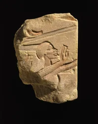 Nubiano in gesto di adorazione, da Karnak, Egitto, Periodo Amarna, Nuovo Regno, c.1353-1336 a.C.
