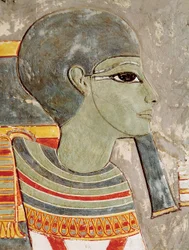 Rilievo dipinto del dio Ptah nella Valle dei Re, dalla tomba di Horemheb