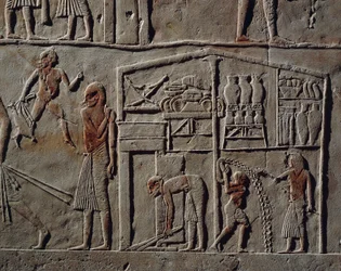 Padiglione per ufficiale di alto rango o comandante in capo, Rilievo, tomba di Horemheb, Saqqara, civiltà egizia, Nuovo Regno, Dinastia XVIII