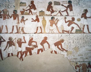 Vasai e lavoratori, affresco, cappella, Tomba di Rekhmire (TT100), Sheikh Abd el-Qurna, Tebe (Lista del Patrimonio Mondiale Unesco)