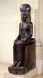 Statua della dea dalla testa di leone Sekhmet, dal Tempio di Mut, Karnak, Nuovo Regno, c.1391-1353 a.C.