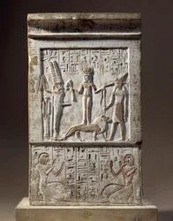 Siria, Kadesh, Stele offerta da Huy, artigiano della Valle dei Re: donatore che adora la Dea Kadesh e il Dio Rechep