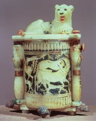 Vaso per unguenti con una figura del re come leone, dalla tomba di Tutankhamon (c.1370-52 a.C.) Nuovo Regno