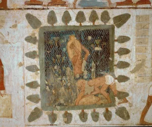 Operai che trasportano vasi (pittura murale)