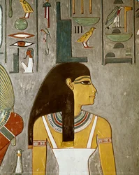 (dettaglio) affresco raffigurante Iside, Egitto, Luxor (XVIII dinastia, Thutmose III)