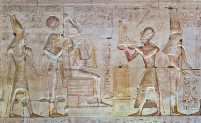 Rilievo colorato, tempio di Seti I, Abydos, Egitto