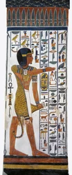 Egitto, Tebe, Luxor, Valle delle Regine, Tomba di Nefertari, pittura murale del dio Horus nella camera funeraria della XIX dinastia
