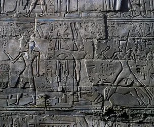 La regina Hatshepsut davanti al dio Amon (dettaglio)