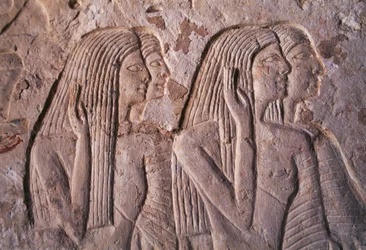 Rilievo raffigurante gruppo di donne, tomba di Leteya, Saqqara, Egitto, civiltà egizia, Nuovo Regno, Dinastia XIX