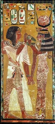 Rilievo raffigurante la dea Hathor che pone il collare magico su Seti I
