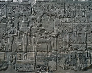 Scene di offerte agli dei, rilievo, pareti interne della Grande Sala Ipostila, complesso del tempio di Karnak