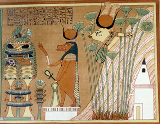 Thoueris e Hathor nel papiro. Il collegio è simile al papiro di Ani, da Tebe
