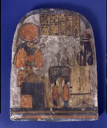 Monumento votivo di Tentesamun, La Cantatrice di Amon, da Tebe, Terzo Periodo Intermedio (legno dipinto)
