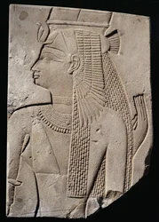 Rilievo di una consorte divina, Periodo Tardo, c.780-656 a.C. (arenaria)