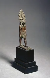 Figura di Harsaphes, una divinità con testa di ariete, Periodo Tardo, c.600 a.C. (bronzo)