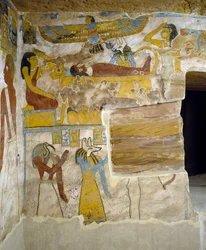 Murali della camera funeraria della Tomba di Pa Nentwy, Oasi di Bahariya, Giza, Egitto. Civiltà egizia, XXVI Dinastia, 663-525 a.C.
