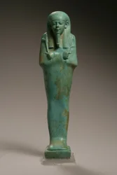Figura Ushabti per Hekaemsaf, Ammiraglio della Flotta, regno di Amasis, 570-526 a.C. (faience)