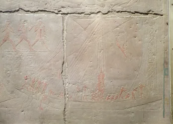 Rilievo che raffigura un viaggio in barca, dalla Mastaba di Akhethotep, Antico Regno, c.2400 a.C.