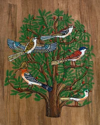 Arte egizia, papiro egizio: uccelli su un albero