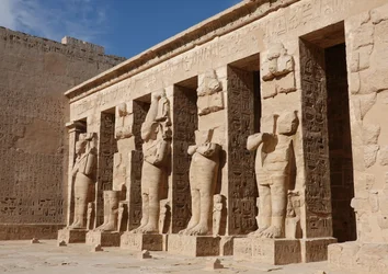 Sculture delle divinità, tempio di Horus, Edfu
