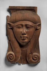 Pannello da una colonna di Hathor, 380-200 a.C. (cedro)