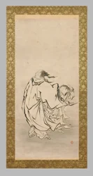 Due Sennin, fine XVI-inizio XVII secolo (acquerello e inchiostro su carta montata su seta, avorio).
seta, avorio)