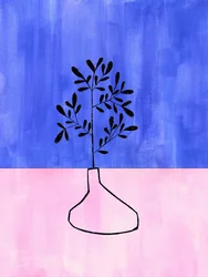 Vaso botanico blu e rosa