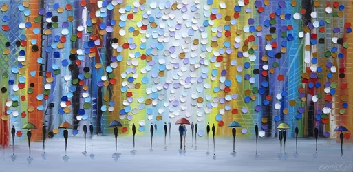 Pioggia nella città colorata