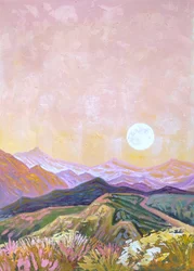 Alba sulla montagna pastello