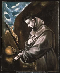 San Francesco in piedi in meditazione (olio su tela)