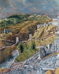 Veduta e mappa di Toledo (dipinto su tela)