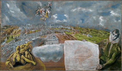 Veduta e mappa di Toledo (dipinto su tela)