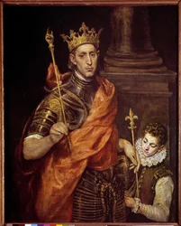 Ritratto di San Luigi (Luigi IX) con un paggio (1214-1270) Dipinto di Domenikos Theotokopoulos detto El Greco